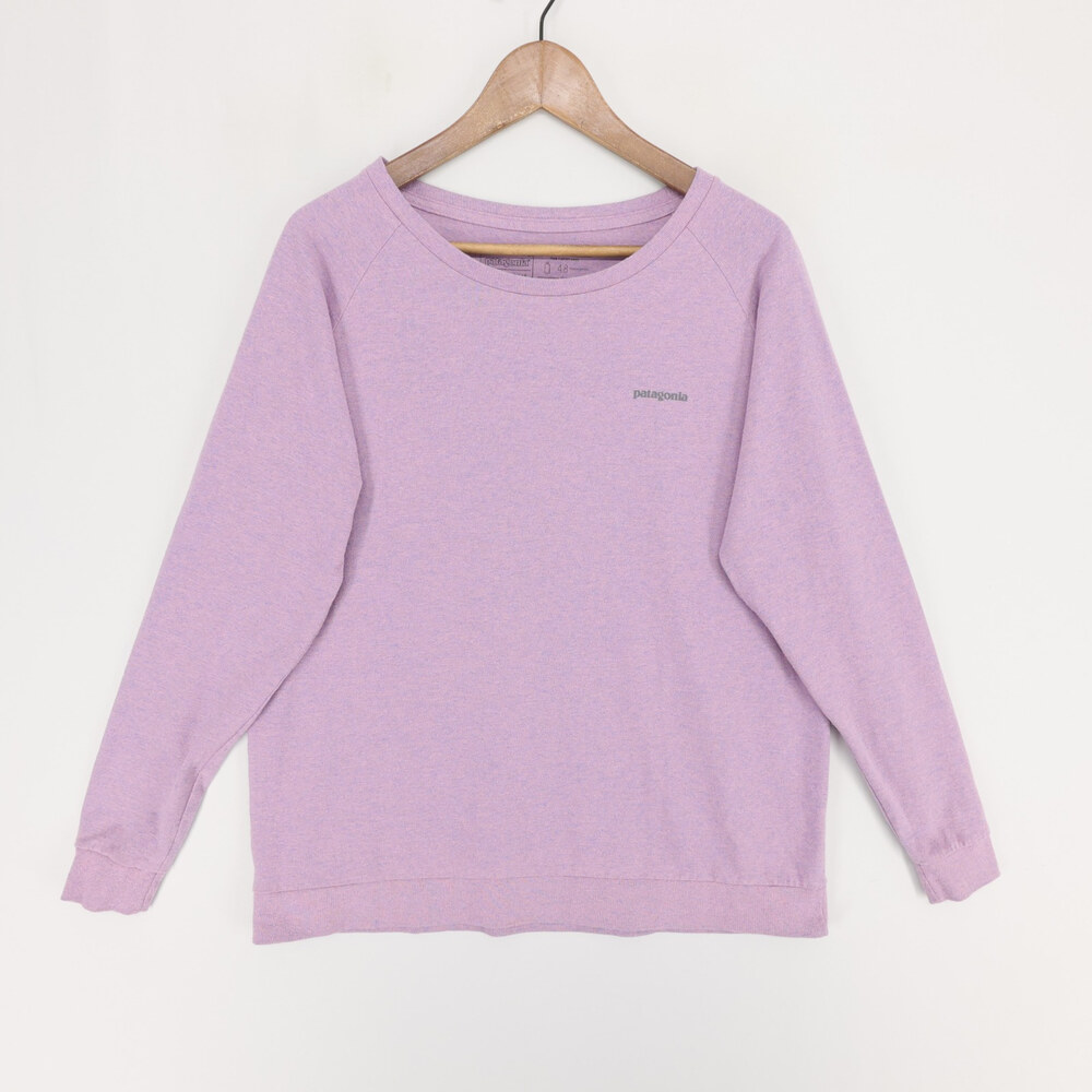 Patagonia Pastel P 6 Logo Responsibili Tee Shirt Womens L Purple Heather